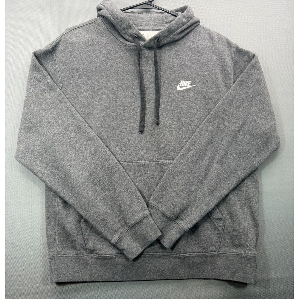 Nike Mens Medium Dark Charcoal Gray Pullover Hoodie Embroidered Swoosh Size M